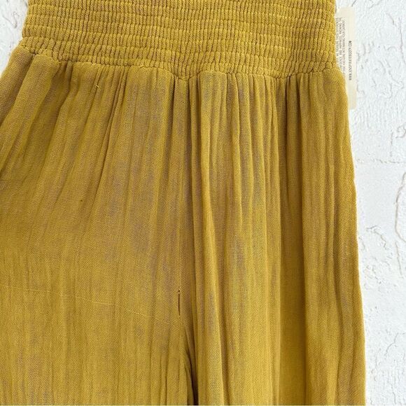 FREE PEOPLE Jen’s Private Booty Olivia Jumpsuit Size Small Gauzy Boho Yellow - Picture 10 of 13